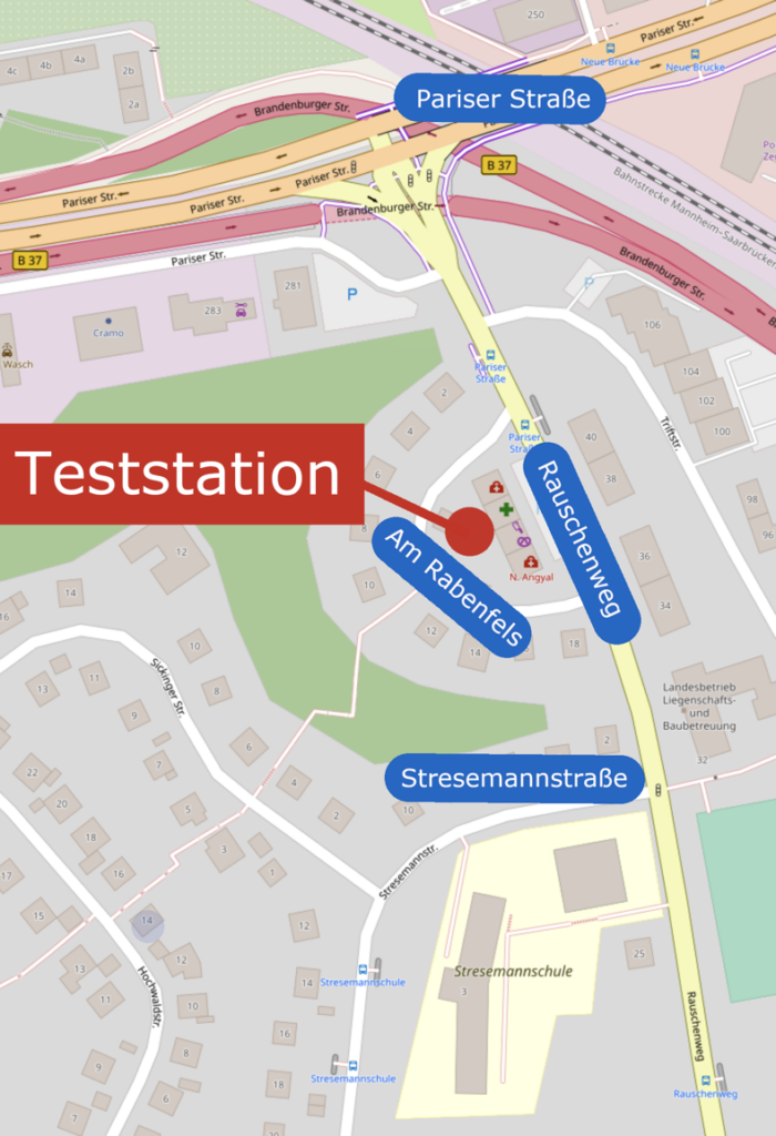 Lageplan Teststation Bännjerrück Apotheke